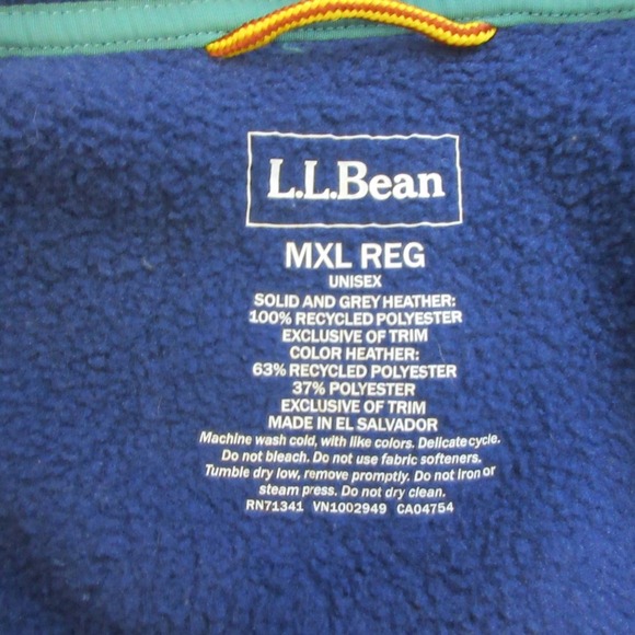 LL Bean Adults' Bean's Classic Fleece Pullover Unisex M XL Blue Snap Half 428 - Picture 3 of 16